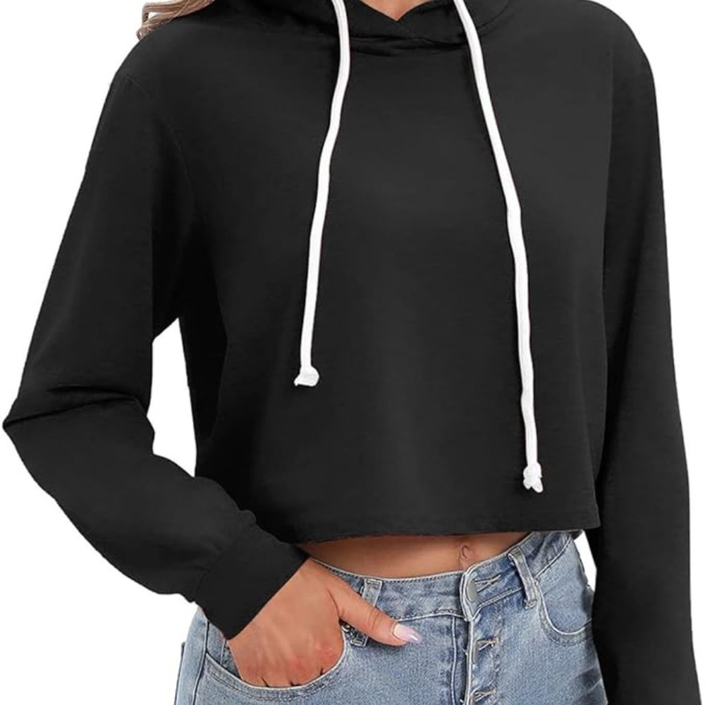 Cropped Draw String Hoodie